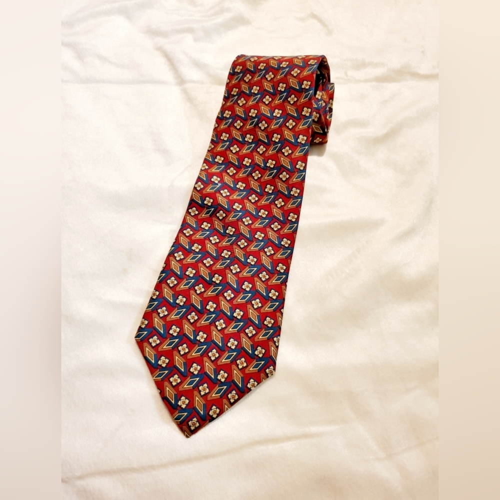 Christian Dior Monsieur Silk Tie Red White Blue Multiple Shapes Classic Length